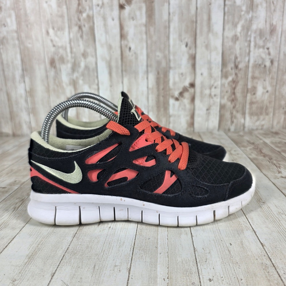 Nike‎ Free Run 2 Women Running Shoes Black Coral Sz 7 DM9057 002